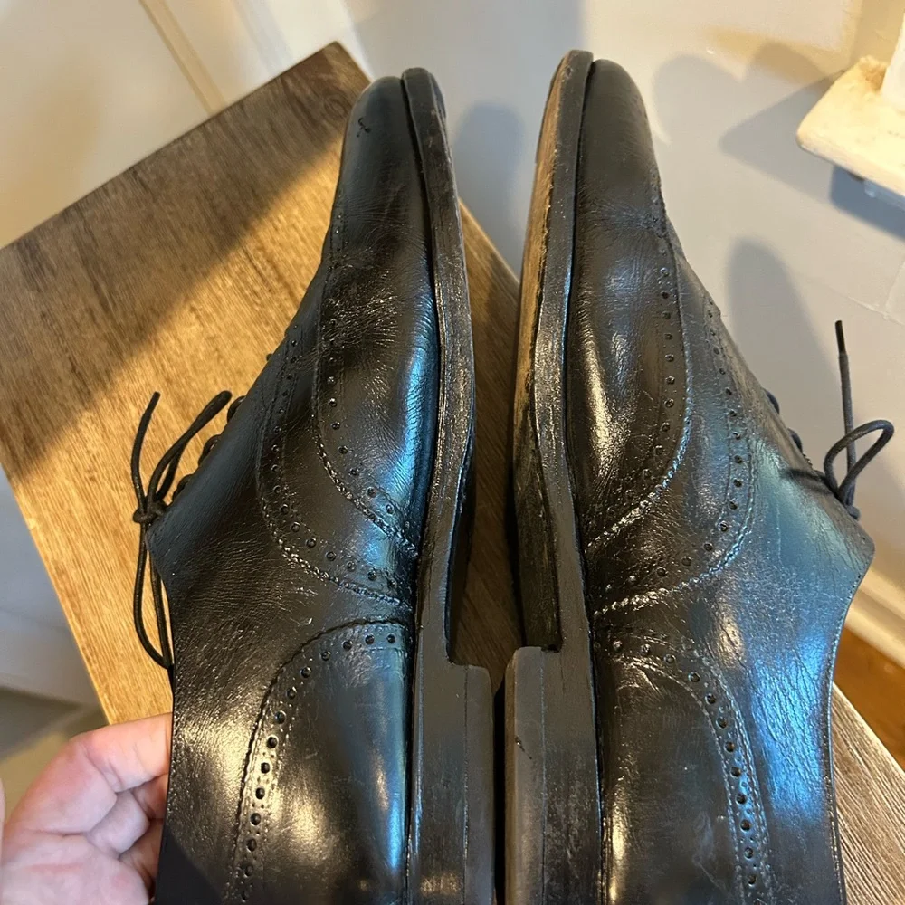 PEAL & CO BROOKS BROTHERS SHOES SIZE 10 D BLACK BROGUE OXFORD